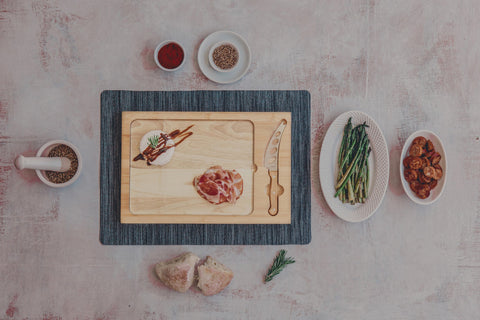 Ohio State Buckeyes Football Field - Icon Glass Top Cutting Board & Knife Set Cutting Board Picnic Time Family of Brands   