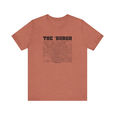 The 'Burgh Retro Map   - Short Sleeve Tee T-Shirt Printify Heather Clay S 