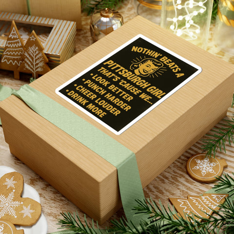 Pittsburgh Girl Vintage Retro Kiss-Cut Sticker – “Nothin' Beats a Pittsburgh Girl”