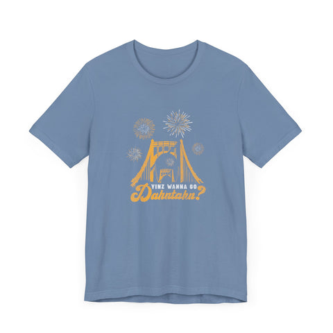 Yinz Wanna Go Dahntahn for Fireworks - Vintage Logo - Short Sleeve Tee T-Shirt Printify   