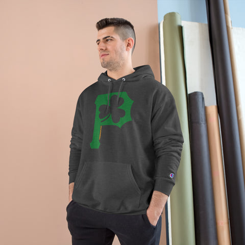 St. Patty's Day Clover - P is for Pittsburgh Series - Champion Hoodie Hoodie Printify   