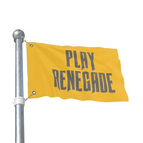 Play Renegade Distressed Graphic  - Double Sided Yellow Flag with Black