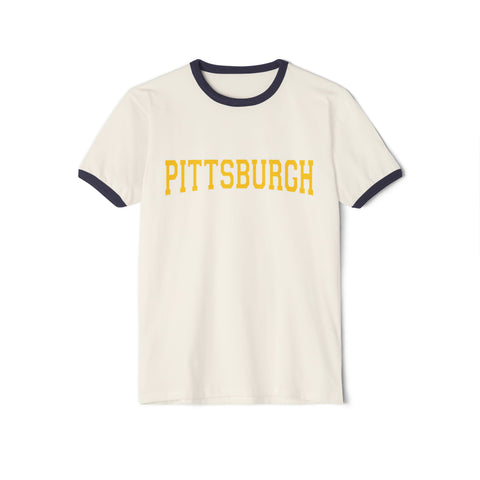 Pittsburgh Varsity Letters Unisex Cotton Ringer T-Shirt