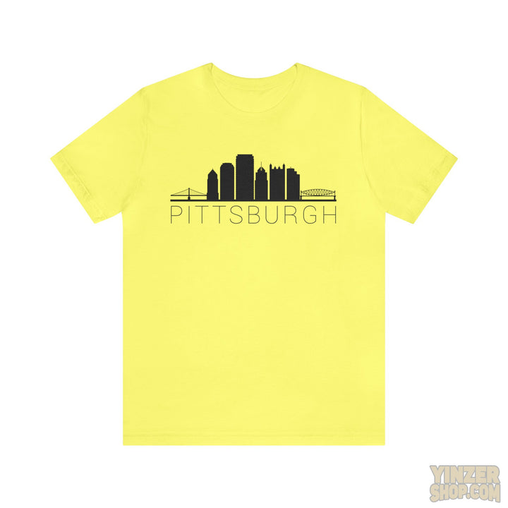 Pittsburgh Downtown Skyline Simplistic Design T-Shirt  - Unisex bella+canvas 3001 T-Shirt Printify Yellow S 