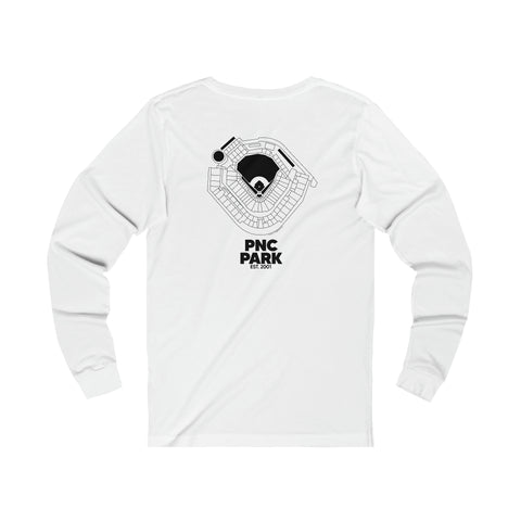Pittsburgh Pirates PNC Park Long Sleeve T-Shirt Print on Back w/ Small Logo Long-sleeve Printify   