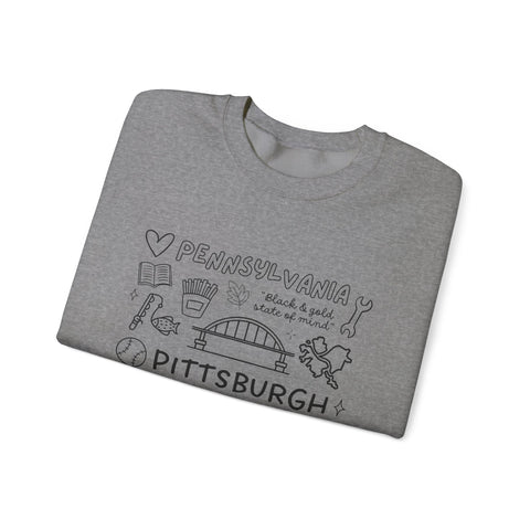 Pittsburgh Doodle Collage - Heavy Blend™ Crewneck Sweatshirt