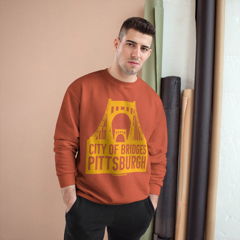 Pittsburgh, City of Bridges - Champion Crewneck Sweatshirt Sweatshirt Printify   