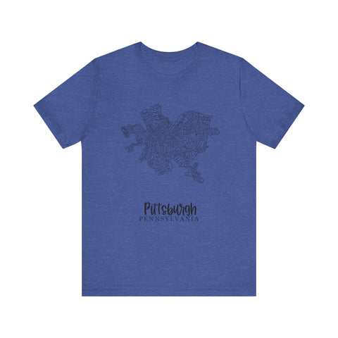 Pittsburgh Neighborhoods Map Short Sleeve T-Shirt