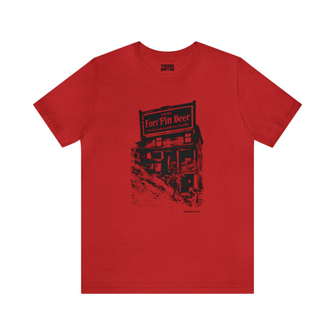 Fort Pitt Beer Building - Retro - Short Sleeve Tee T-Shirt Printify Red S 