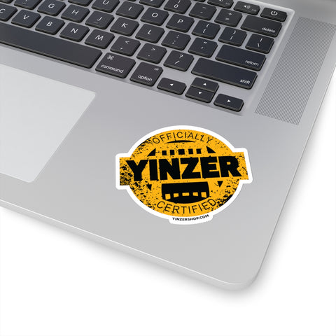Black & Yellow Certified Yinzer Kiss-Cut Sticker label Paper products Printify 3" × 3" White 