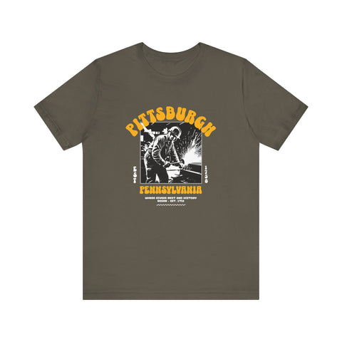 Pittsburgh Steel Legacy: Forging History T-Shirt T-Shirt Printify Army S 