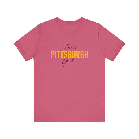 I'm a Pittsburgh Girl - Star Design - Unisex Jersey Short Sleeve Tee T-Shirt Printify Heather Raspberry XS