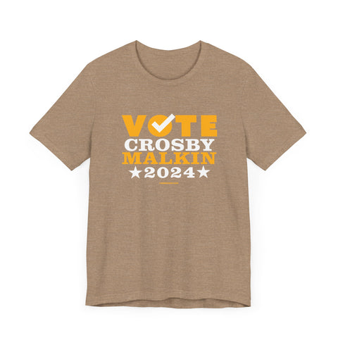 Vote Crosby Malkin 2024 - Election - Short Sleeve Tee T-Shirt Printify Heather Tan XS