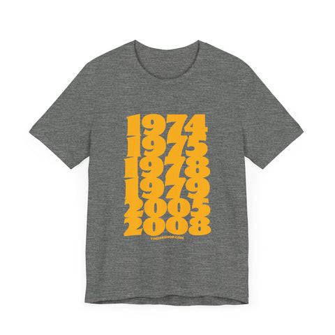 Winning Years: Pittsburgh Football Championship Titles - Short Sleeve Shirt T-Shirt Printify Deep Heather XS 