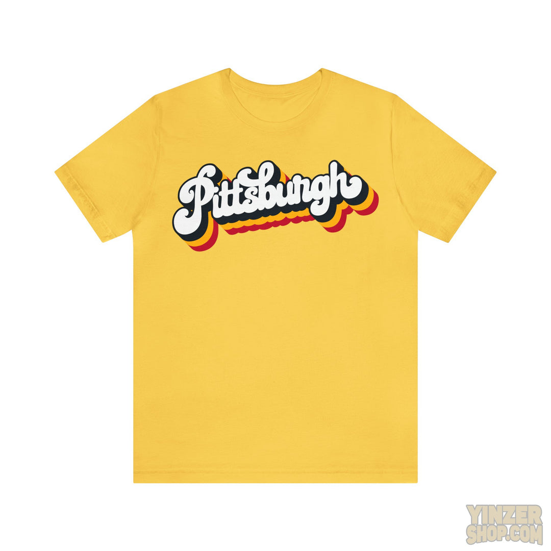 Retro Vintage 80'S Pittsburgh T-Shirt  - Unisex Bella+Canvas 3001 Jersey Short Sleeve Tee T-Shirt Printify Yellow S 