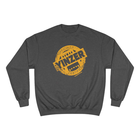 Certified Yinzer - Champion Crewneck Sweatshirt Sweatshirt Printify Charcoal Heather S