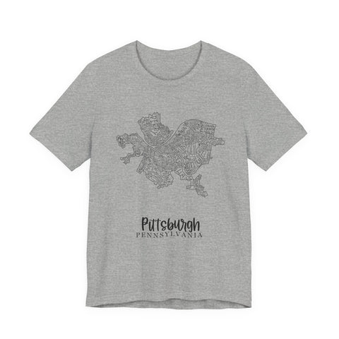 Pittsburgh Neighborhoods Map Short Sleeve T-Shirt