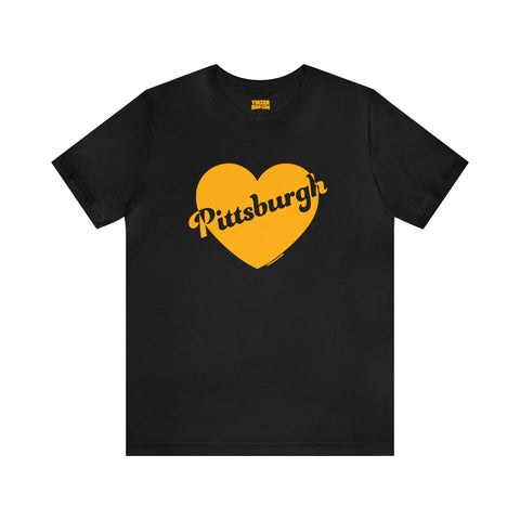 Pittsburgh Retro Heart - Short Sleeve Tee T-Shirt Printify Black S 