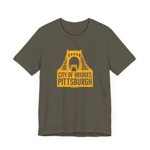 City of Bridges Pittsburgh T-Shirt - Unisex bella+canvas 3001 Short Sleeve Tee T-Shirt Printify Army S 