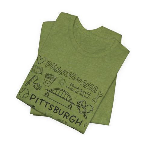 Pittsburgh Doodle Collage - Unisex Jersey Short Sleeve Tee