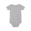 Back view of gray infant onesie, showing soft material and comfort-focused design for baby basics.
