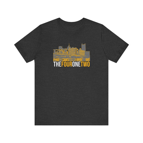 Four One Two Skyline - 412 Series - Pittsburgh T-Shirt - Unisex bella+canvas 3001 Short Sleeve Tee T-Shirt Printify Dark Grey Heather S 