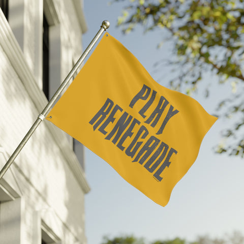Play Renegade Distressed Graphic  - Double Sided Yellow Flag with Black