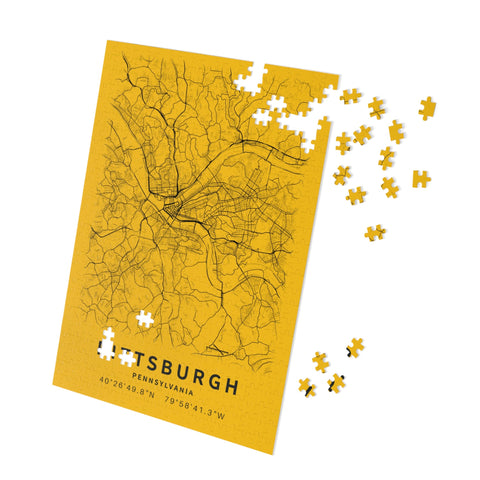 Pittsburgh City Street Map Jigsaw Puzzle with Tin Puzzle Printify 21" × 15.5" (500 pcs)