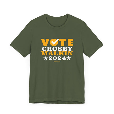 Vote Crosby Malkin 2024 - Election - Short Sleeve Tee T-Shirt Printify Military Green XS