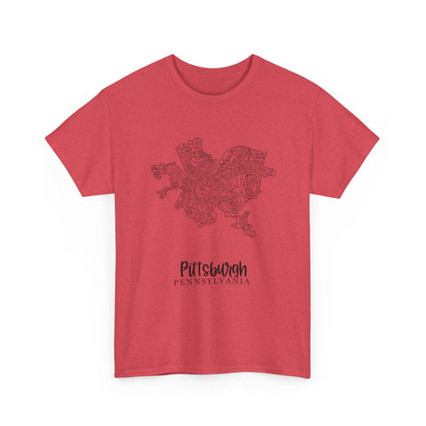 Pittsburgh Neighborhood Map Unisex Heavy Cotton Tee