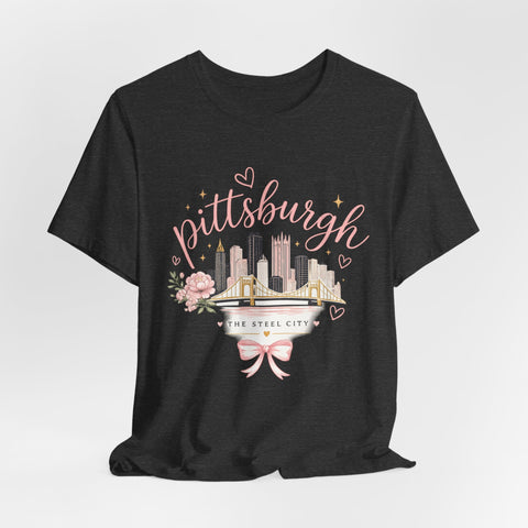 Pittsburgh Girly Bow Pink T-Shirt