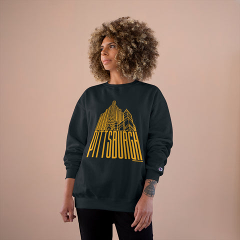 Pittsburgh Glass Building - Champion Crewneck Sweatshirt Sweatshirt Printify   