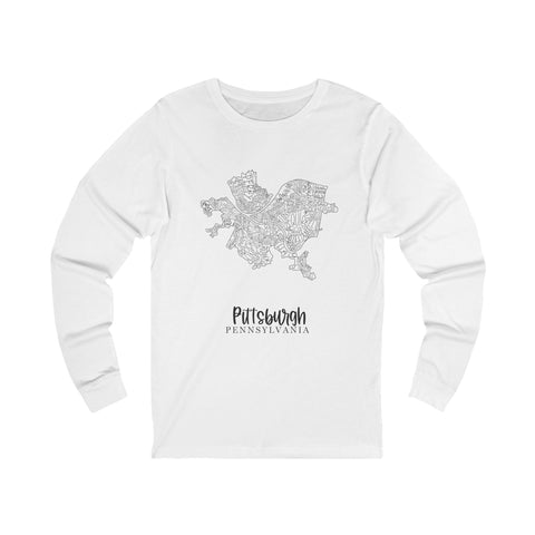 Pittsburgh Neighborhood Map - Unisex Long Sleeve Tee
