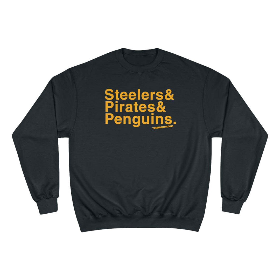 Pittsburgh Sports Teams Ampersand - Champion Crewneck Sweatshirt Sweatshirt Printify Black S 