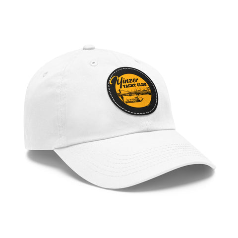 Yinzer Yach Club - Dad Hat with Leather Patch (Round) Hats Printify White / Black patch Circle One size