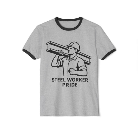Steel Worker Pride - Unisex Cotton Ringer T-Shirt