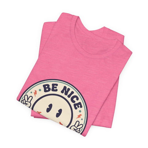 Be Nice You Jagoff Smile Badge Tee | Sarcastic Slogan Shirt