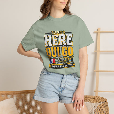 Paris 'Here Oui Go' T-Shirt — Paris France 2026 Travel Premium T-shirt from Comfort Colors