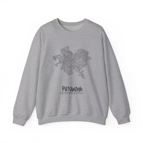 Pittsburgh Neighborhood Map Heavy Blend™ Crewneck Sweatshirt