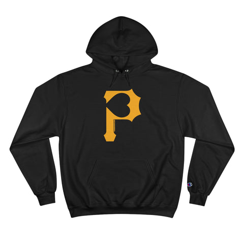 Heart of Pittsburgh - P for Pittsburgh Series - Champion Hoodie Hoodie Printify Black L 