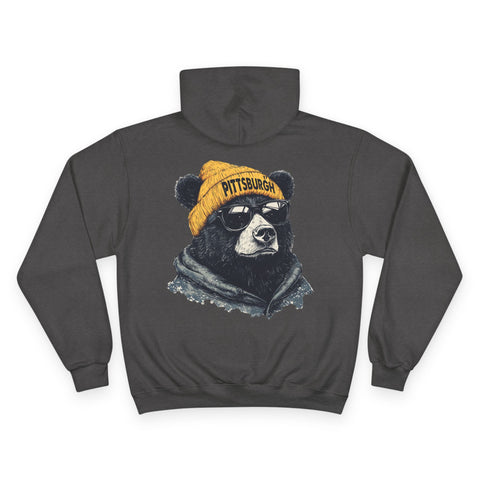 Pittsburgh Bear - Print on back - Champion Hoodie