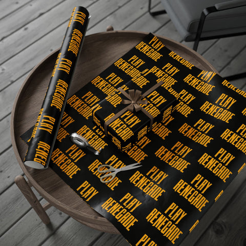 Play Renegade Wrapping Paper Roll — Black & Gold 'Ho Ho Ho' Holiday Gift Wrap