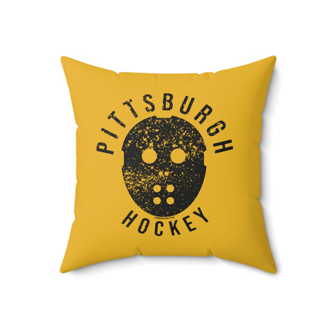 Pittsburgh Hockey Yellow & Black Square Pillow Home Decor Printify   