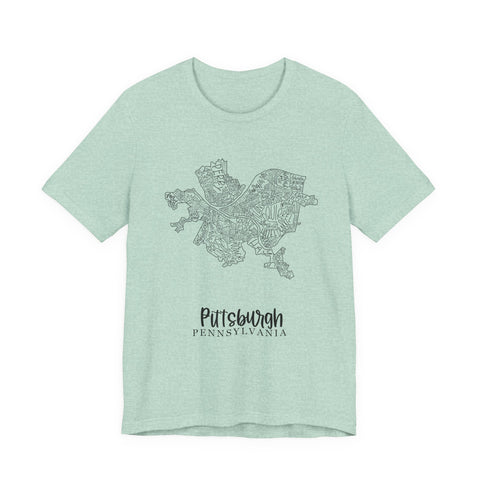 Pittsburgh Neighborhoods Map Short Sleeve T-Shirt