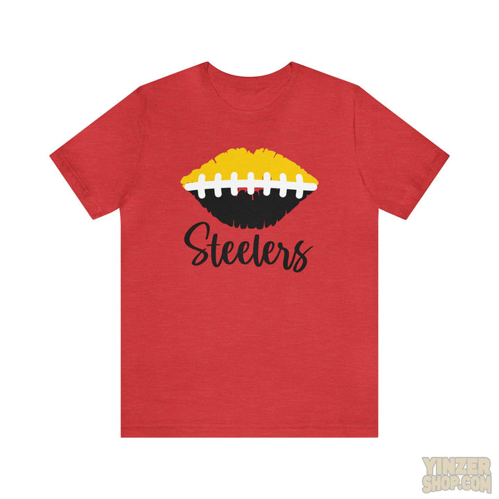 Love with a Kiss Steeler Football T-Shirt  - Unisex bella+canvas 3001 T-Shirt Printify Heather Red XL 