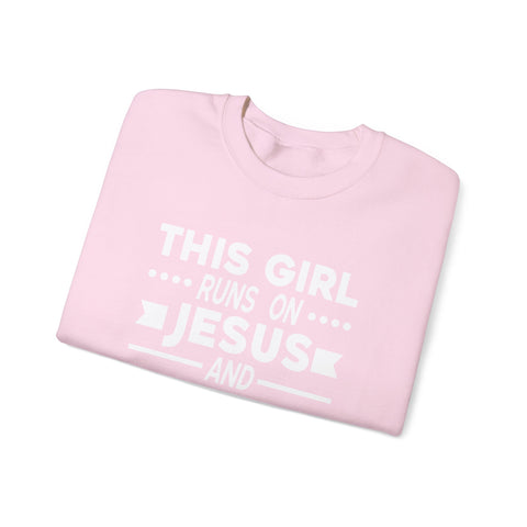This Girl Runs on Jesus and Golf - Heavy Blend™ Crewneck Sweatshirt