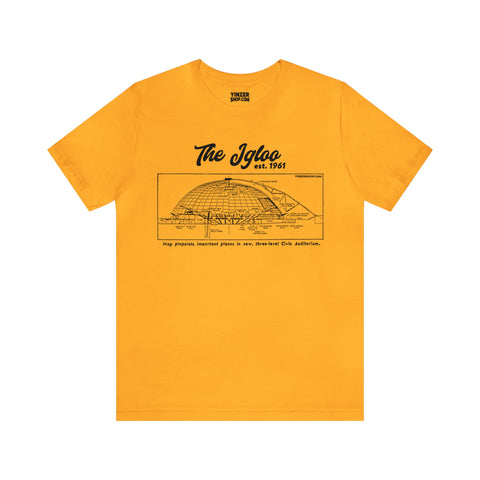 The Igloo - EST 1961 - Civic Arena - Retro Schematic - Short Sleeve Tee T-Shirt Printify Gold S 