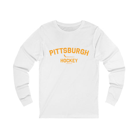 Pittsburgh Hockey - Collegiate Style - Long Sleeve Tee Long-sleeve Printify S White