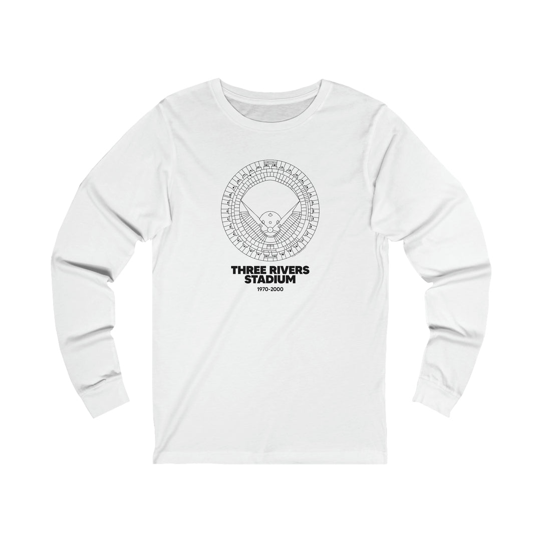 Pittsburgh Pirates Three Rivers Stadium Cotton Crew Long Sleeve T-Shirt Long-sleeve Printify XS White 