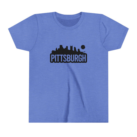 Pittsburgh Blot Graphic Image - Youth Short Sleeve Tee Kids clothes Printify Heather Columbia Blue S